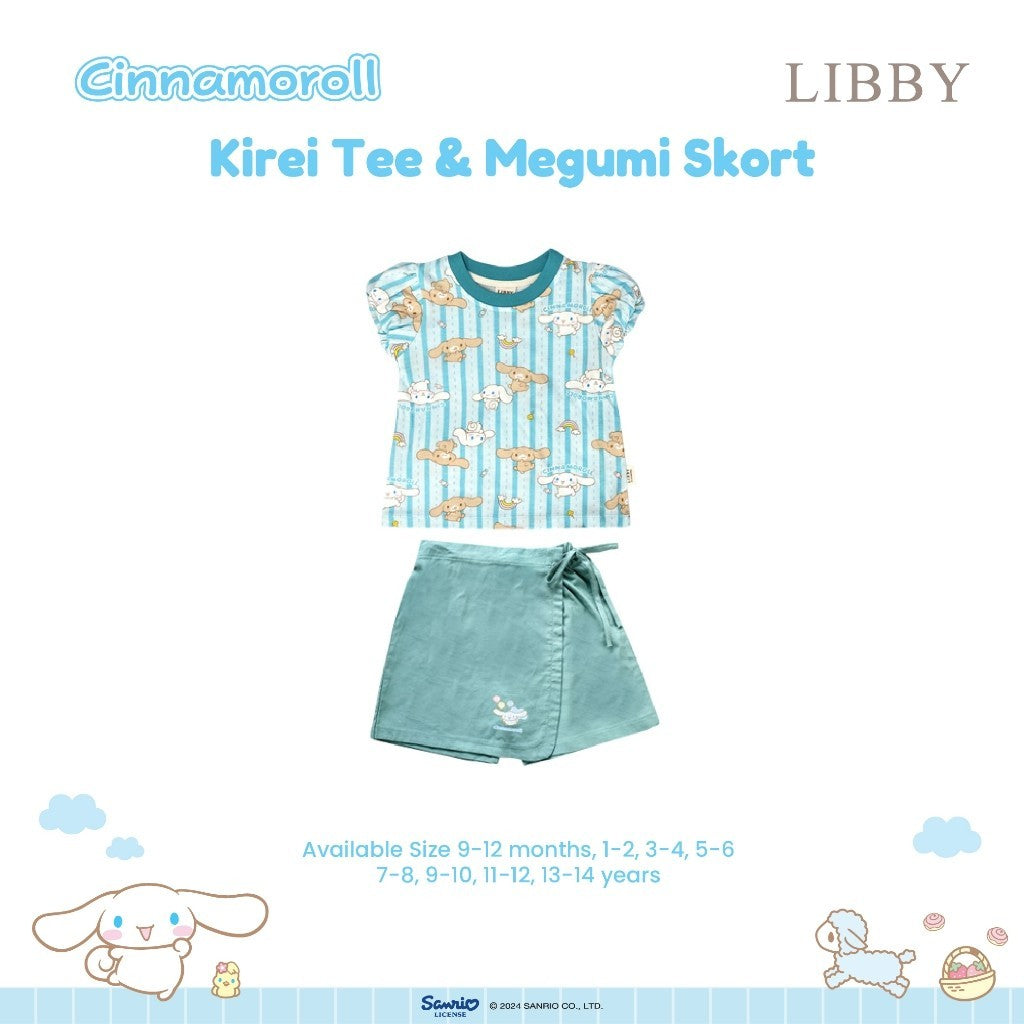 LIBBY Sanrio Setelan Main Anak Perempuan Kirei Tee & Megumi Skort Kuromi Cinnamoroll 9 Bulan - 4 Tahun (1 STEL)