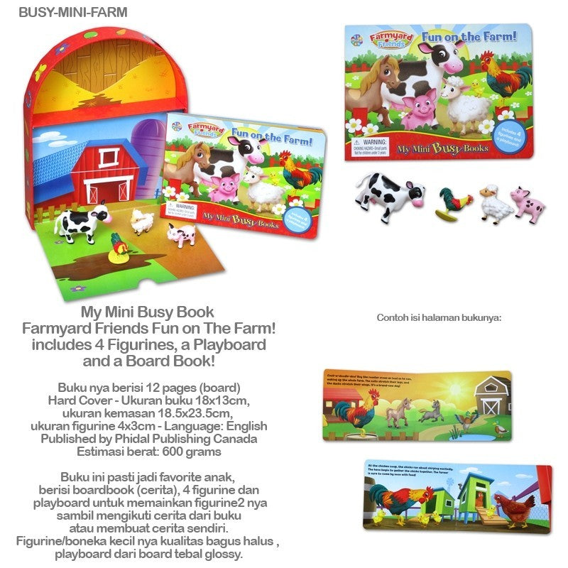 My Mini Busy Book includes 4 Figurines, a Playboard and a Board Book! [Phidal]
