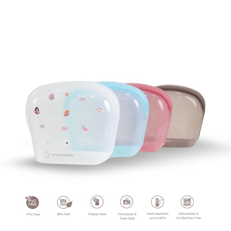 Momabae - Premium Silicone 2000 mL - FDA & LFGB Approved | Silicone Bag Food Grade | Penyimpanan Pompa Asi | Mpasi
