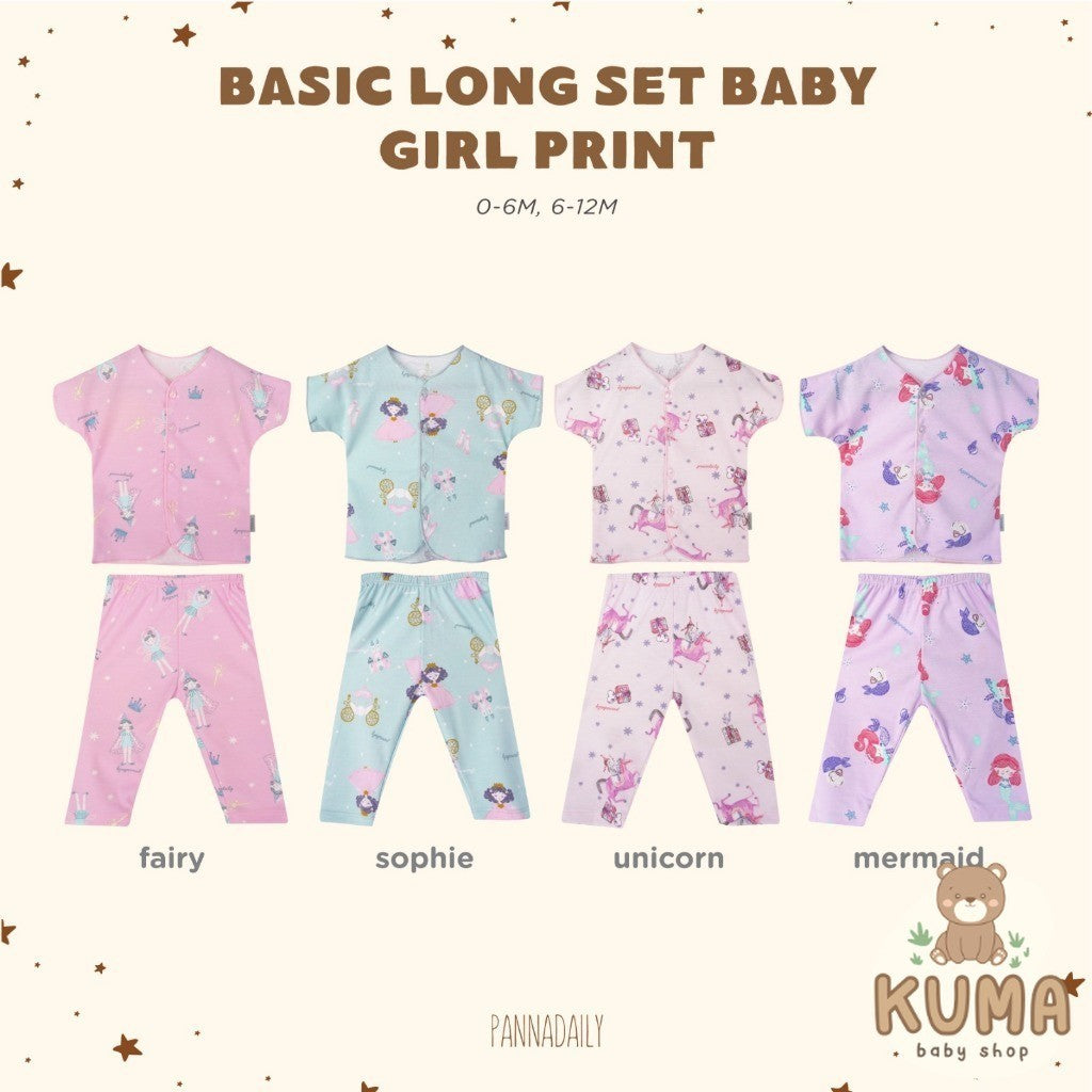BOHOPANNA - PANNADAILY - BASIC LONG SET BABY GIRL PRINT - Setelan Baju Bayi Perempuan