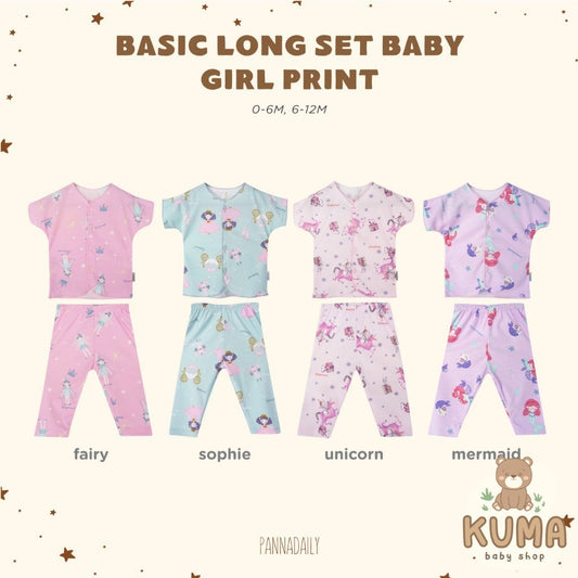 BOHOPANNA - PANNADAILY - BASIC LONG SET BABY GIRL PRINT - Setelan Baju Bayi Perempuan