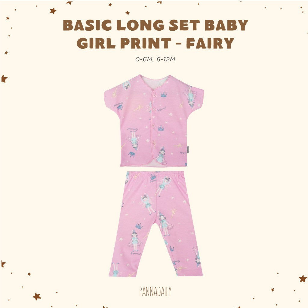 BOHOPANNA - PANNADAILY - BASIC LONG SET BABY GIRL PRINT - Setelan Baju Bayi Perempuan