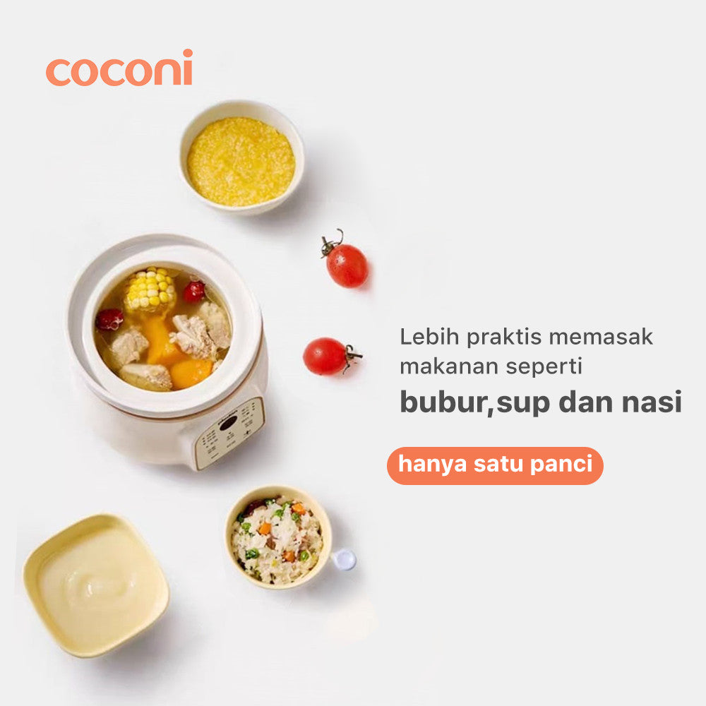 COCONI Umi Slow Cooker 1L | Slow Cooker Alat Masak Makanan Bayi Digital Alat Masak MPASI Makanan Bayi