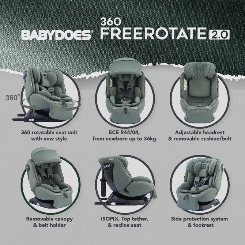 BABYDOES  360° Free Rotate 2.0 Carseat 8089 Kursi Dudukan Mobil Bayi