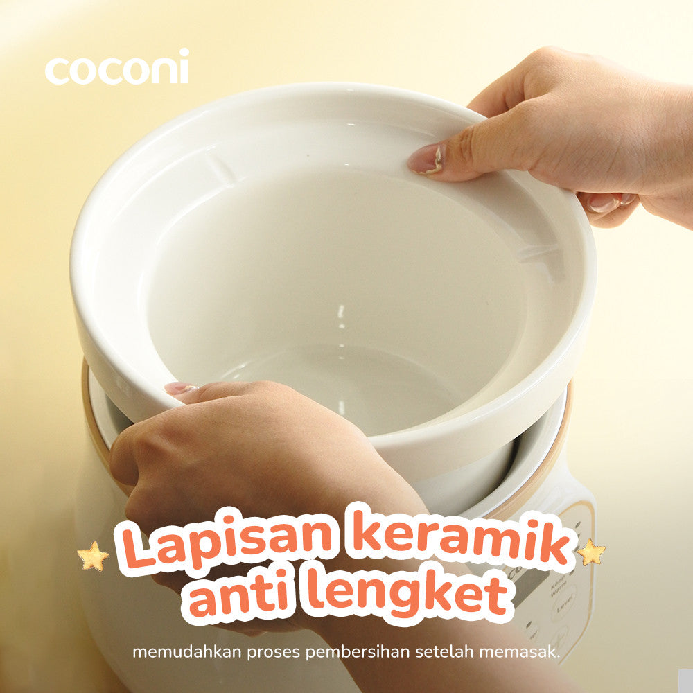 COCONI Umi Slow Cooker 1L | Slow Cooker Alat Masak Makanan Bayi Digital Alat Masak MPASI Makanan Bayi