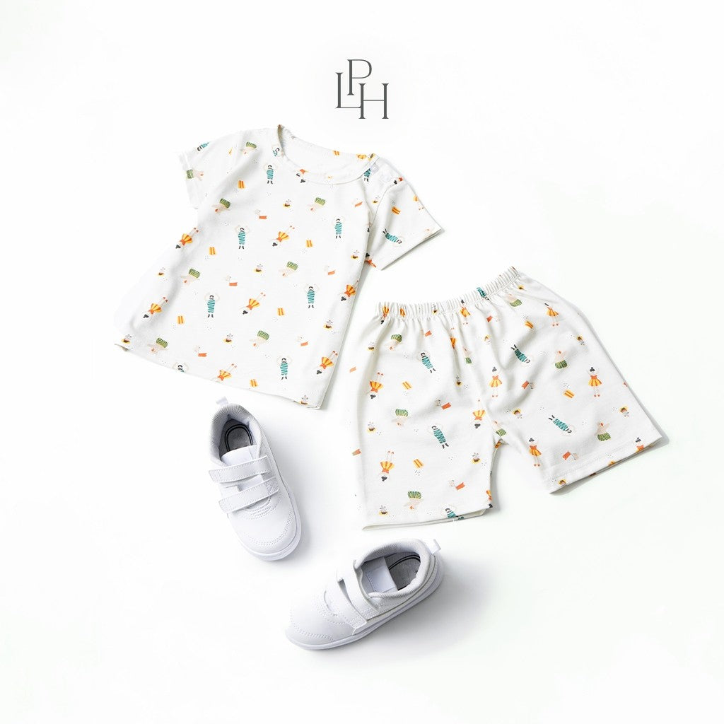 Little Palmerhaus - Little Wear Shoulder Button Short Set 26.0 (Setelan Anak Lengan Panjang)