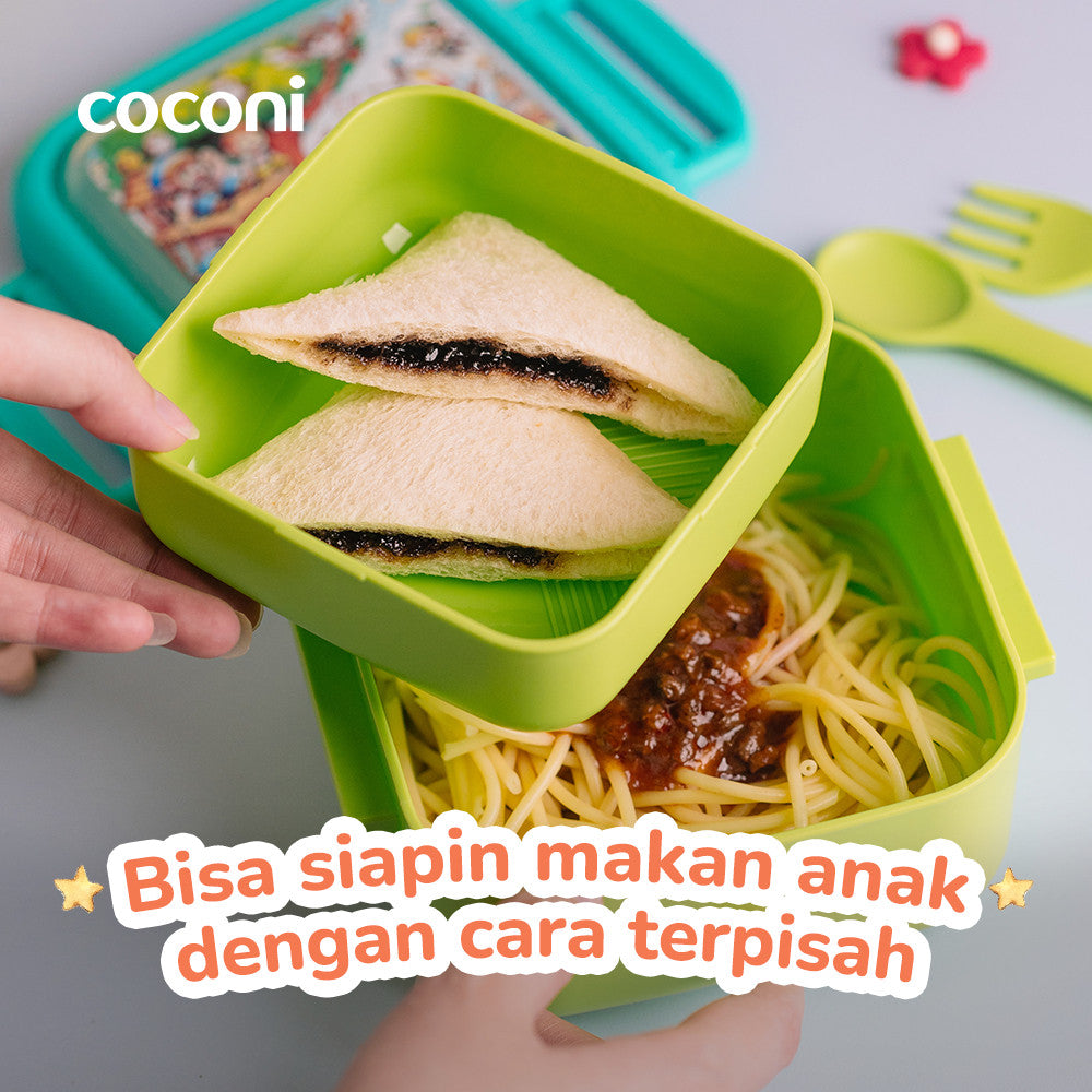 COCONI Travel Feeding Set With Fork and Spoon | Kotak Makan Anak Traveling Dengan Sendok dan Garpu