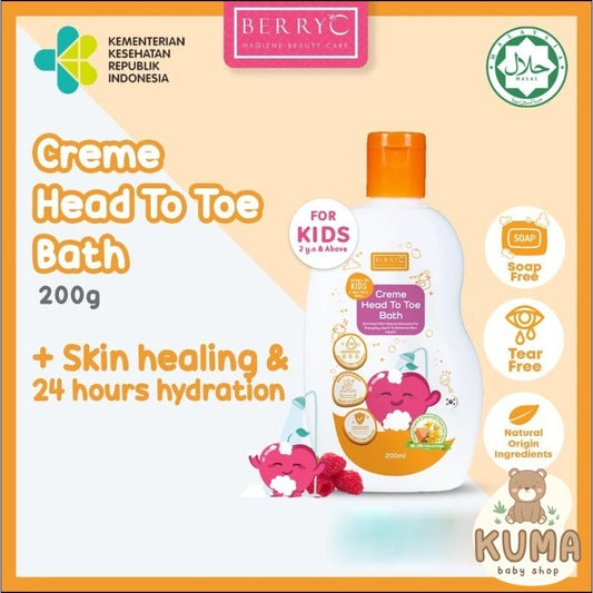 BerryC Creme Head to Toe Wash Kids Care Natural Sabun & Shampo 200GR