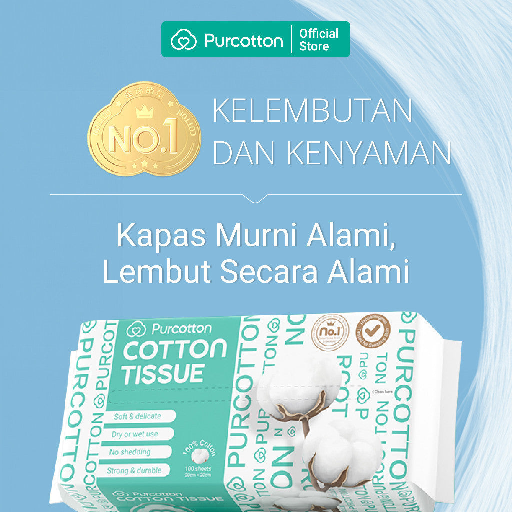 PURCOTTON Natural Cotton Tissue 60 Lembar - Tisu Wajah Kapas Natural
