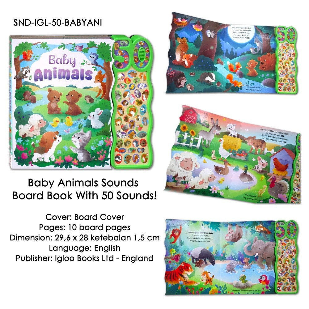 Baby Animals / Around Me Sounds Board Book With 50 Sounds! Buku Cerita Suara