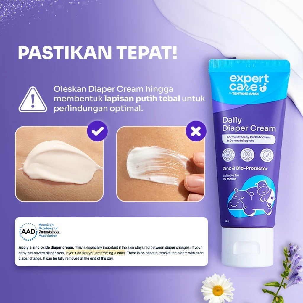 Expert Care Diaper Rash Cream Daily Diaper Cream 40g dengan Zinc Oxide, Panthenol & Bio-Protector - Redakan dan Cegah Ruam Popok - READY MANADO