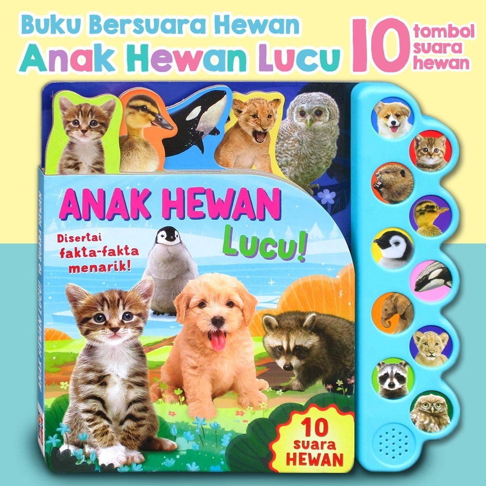 Buku Bersuara Hewan Peternakan & Alam Liar 10 tombol suara hewan - Animals Sound Book [GinukGinuk]