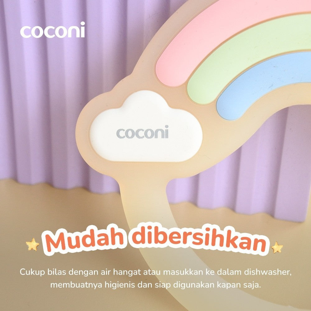 COCONI Rainbow Radiance Teether | Mainan Gigitan Bayi Bentuk Pelangi Awan Lucu BPA FREE Silicone