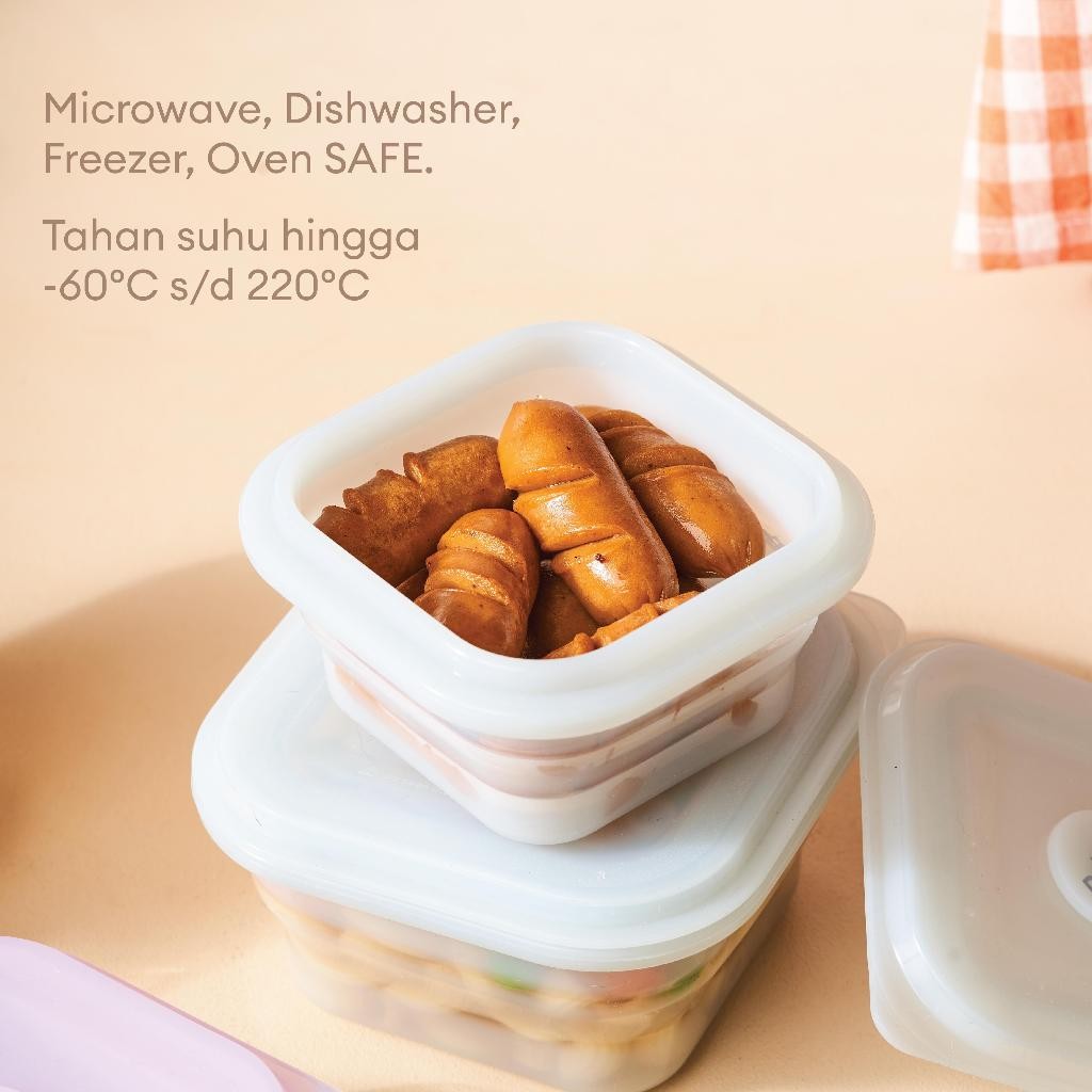 Little Dimple Pack & Fold Collapsible Food Container Tempat Penyimpanan Makanan Travel Silicone Silikon