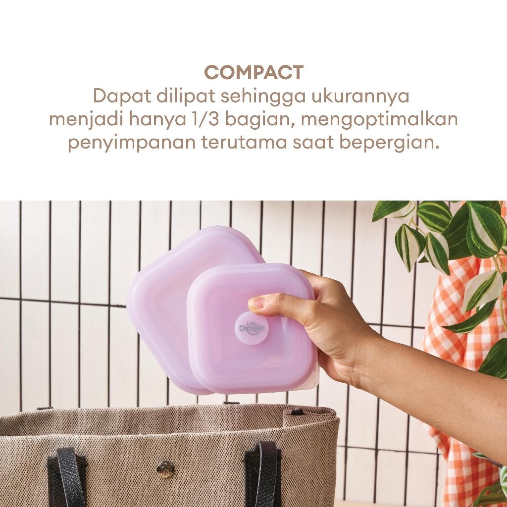 Little Dimple Pack & Fold Collapsible Food Container Tempat Penyimpanan Makanan Travel Silicone Silikon