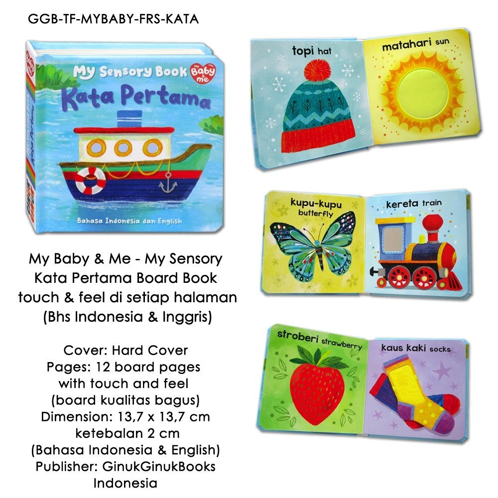 My Baby & Me - My Sensory Hewan / Kata Pertama Board Book - touch & feel di setiap halaman (Bhs Indonesia & Inggris)