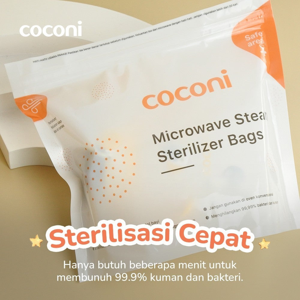 COCONI Microwave Steam Sterilizer Bag 6 Pcs | Reusable Kantong Sterilizer Botol Susu Perlengkapan Bayi isi 6Pcs