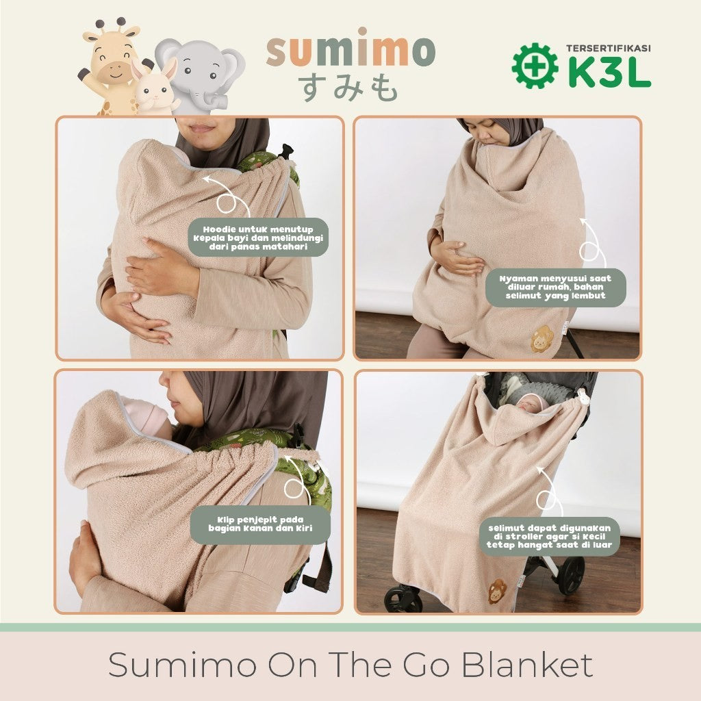 Sumimo On The Go Blanket / Selimut Bayi Clip On 6 in 1 Function Stroller Menyusui Hoodie