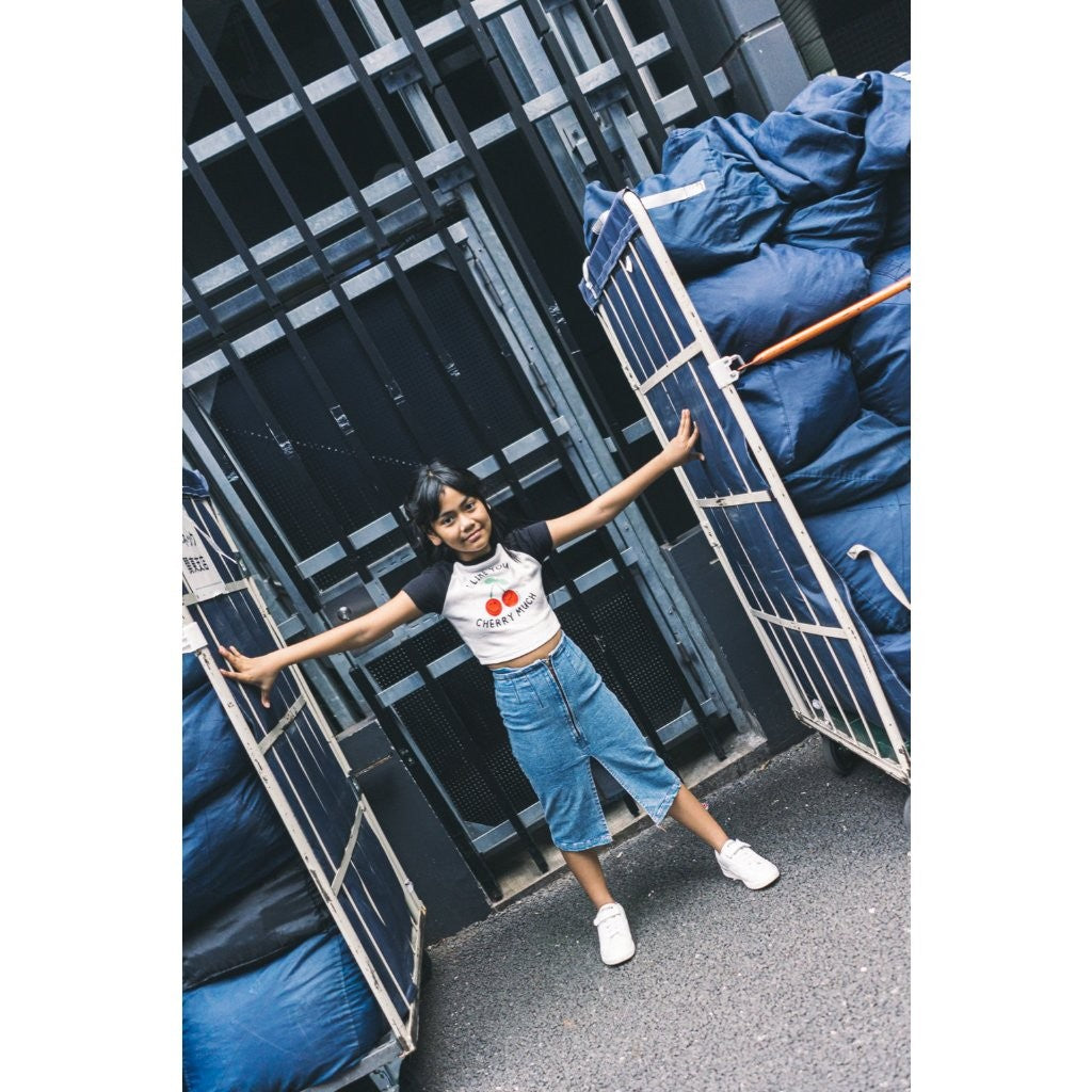 BOHOPANNA - BOHOPANNA X SMILEY - CROP TOP RAGLAN - KAOS ANAK PEREMPUAN