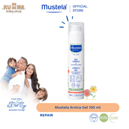 Mustela Arnica Gel with Organic Calendula 100 ML melembabkan dan menyegarkan untuk membantu menenangkan lebam, memar, dan terjatuh.