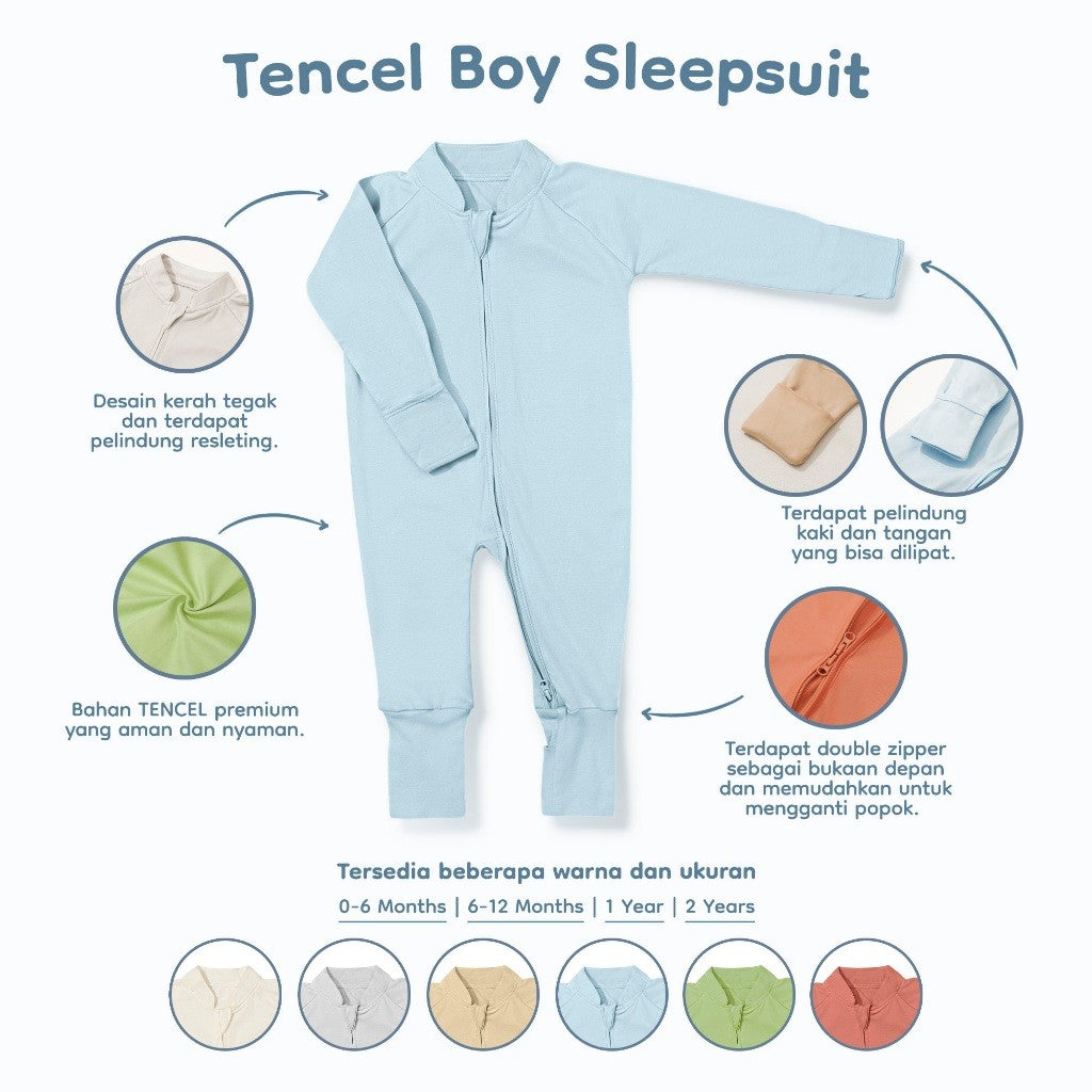 Nice Kids - Tencel Sleepsuit Boy Jumper Baby Baju Tidur Bayi Laki-Laki (0 Bulan-2 Tahun)