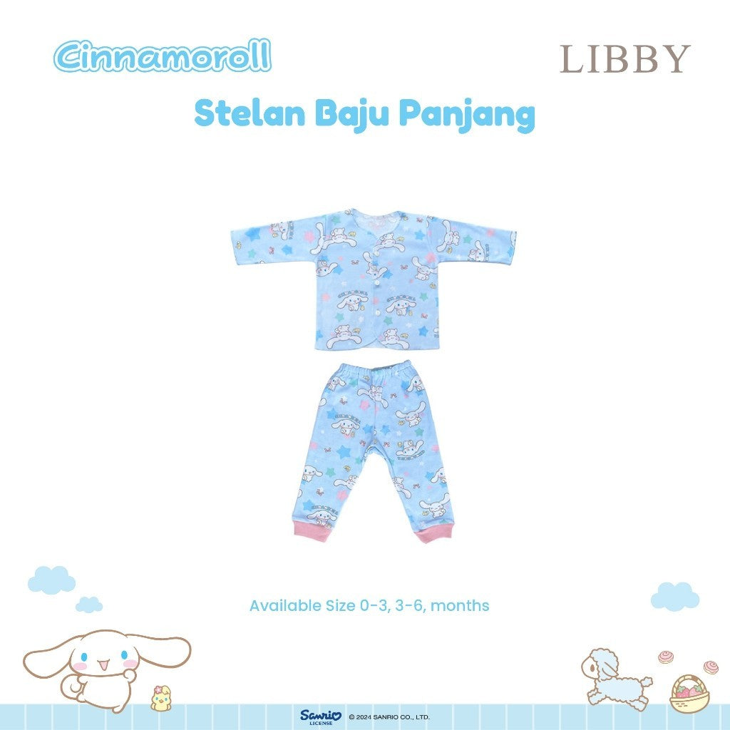 LIBBY Sanrio Setelan Piyama Baju Kancing Newborn Bayi & Anak Kecil Perempuan Kuromi Cinnamoroll Hello Kitty (1 Stel)