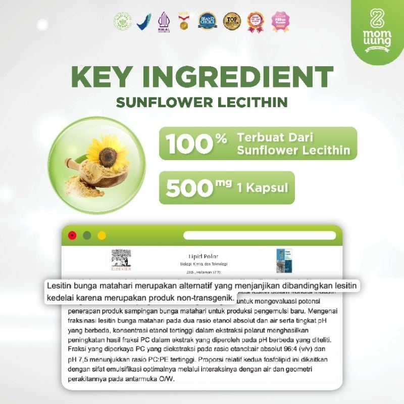 PROMO Mom Uung Sunflower Lecithin 30 Kapsul Melancarkan Sumbatan ASI Free Susu Milkflow