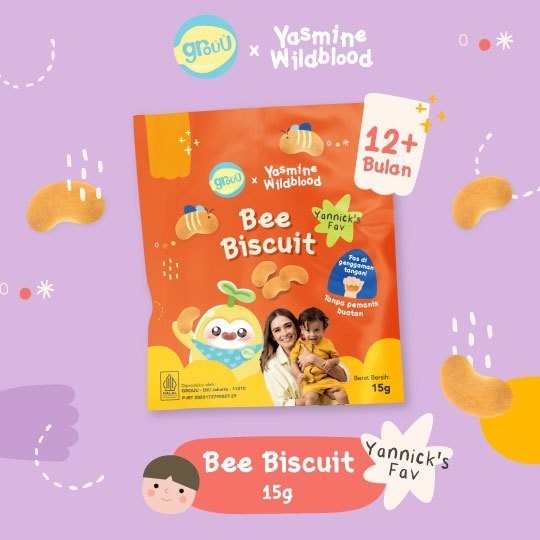 Grouu x Yasmine - Snack MPASI & Balita [Strawberry Yoghurt & Banana Melts,  Bee Biscuit, Cheese Choux] - Healthy, No MSG