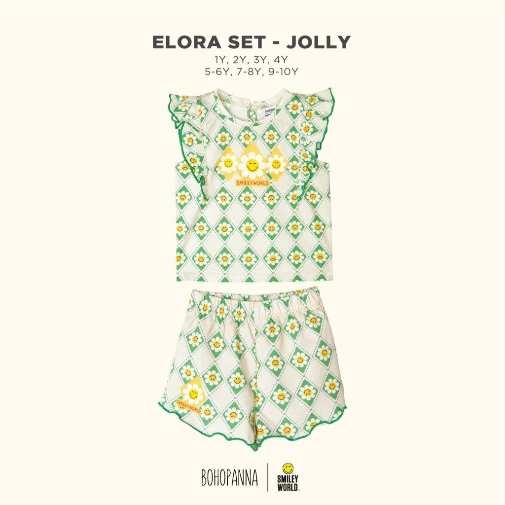 BOHOPANNA - BOHOPANNA X SMILEY - ELORA SET - Setelan Baju Anak Perempuan
