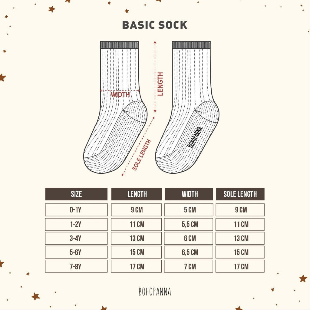 BOHOPANNA - BASIC SOCK - BUNDLING SOCK ISI 3 - KAOS KAKI SEKOLAH ANAK HITAM PUTIH ABU