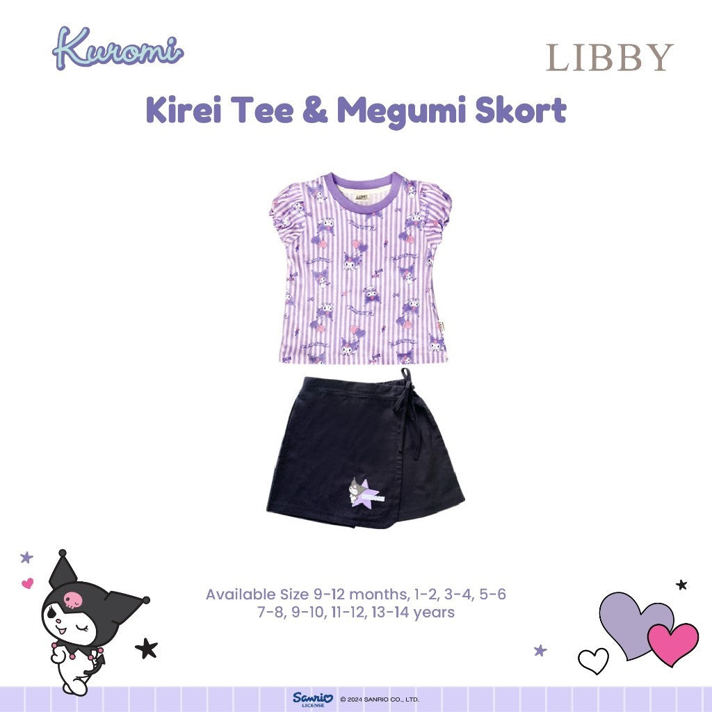 LIBBY Sanrio Setelan Main Anak Perempuan Kirei Tee & Megumi Skort Kuromi Cinnamoroll 9 Bulan - 4 Tahun (1 STEL)