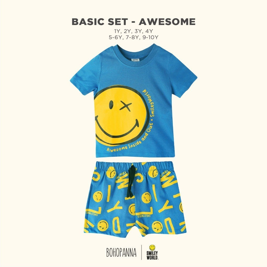 BOHOPANNNA - BOHOPANNA X SMILEY - BASIC SET - Setelan Baju Anak Laki-Laki