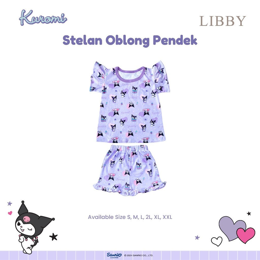 LIBBY Sanrio Setelan Piyama Oblong Anak Perempuan Kuromi Cinnamoroll Hello Kitty (1 Stel)