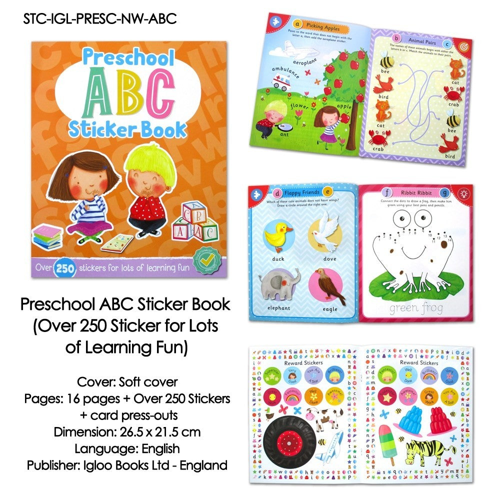 Preschool ABC/123/COLOURS/SHAPES  Sticker Book (Over 250 Sticker for Lots of Learning Fun) [Igloo Books]