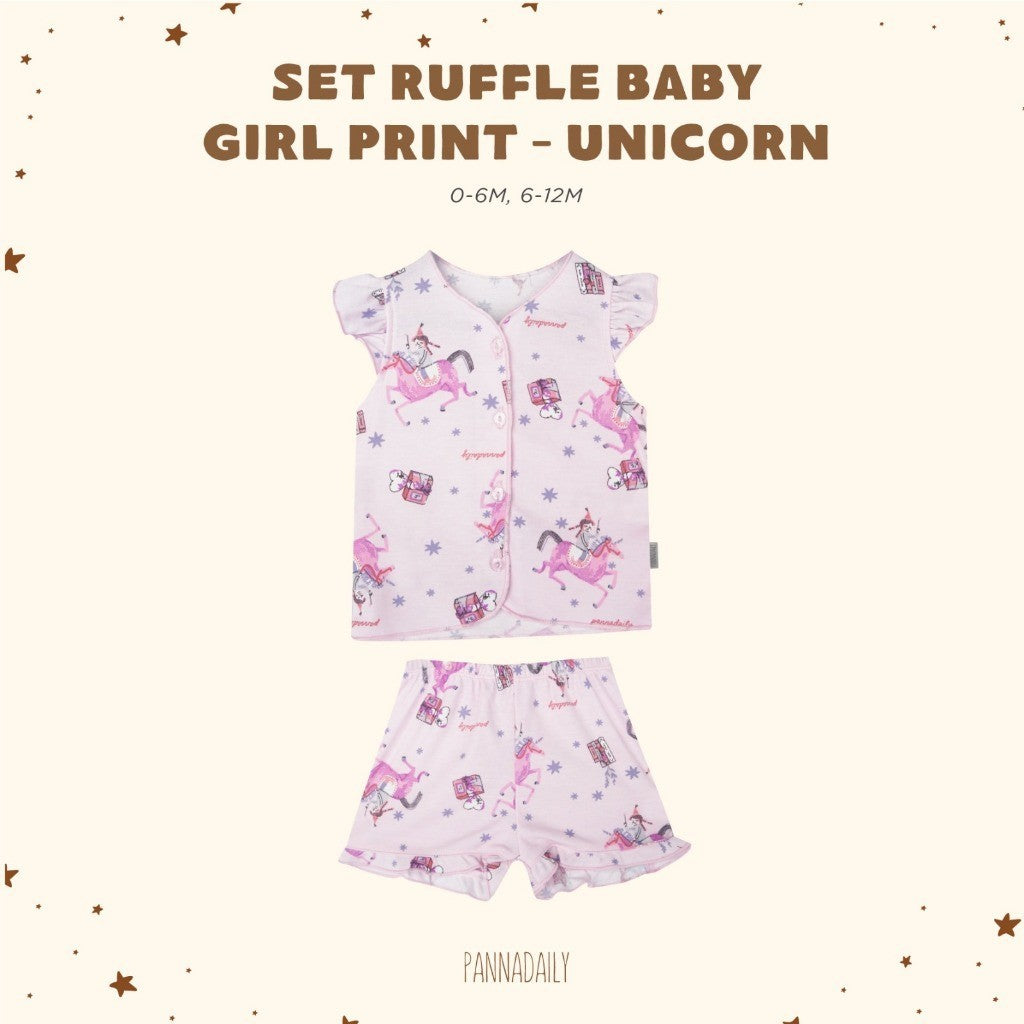 BOHOPANNA - PANNADAILY - SET RUFFLE BABY GIRL PRINT - Setelan Baju Anak Perempuan