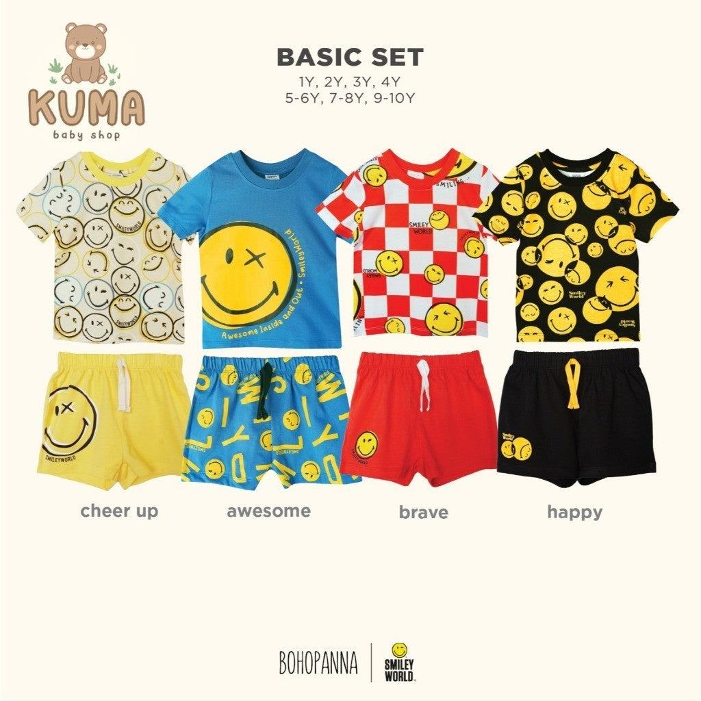 BOHOPANNNA - BOHOPANNA X SMILEY - BASIC SET - Setelan Baju Anak Laki-Laki