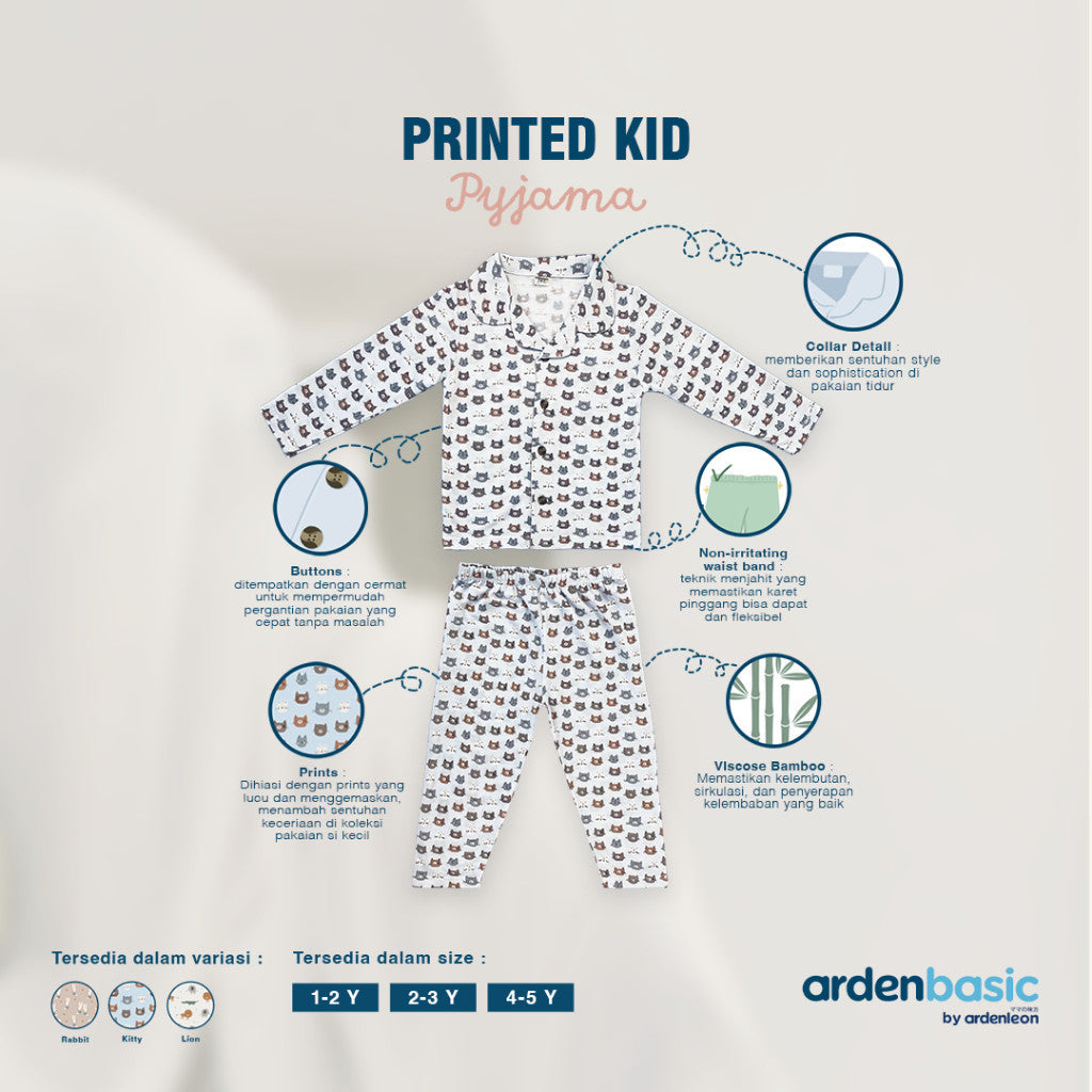 ARDENLEON ArdenBasic Printed Kid Pyjama Setelan Baju Tidur Anak