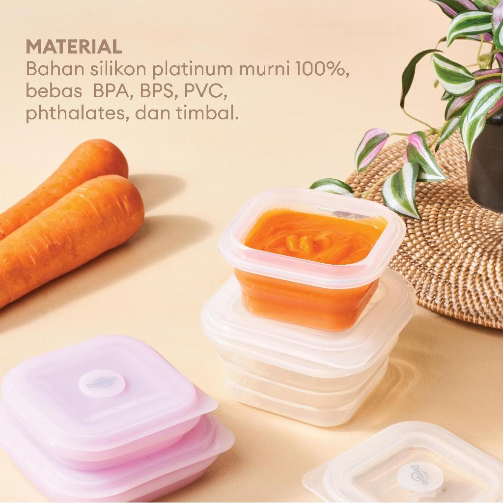 Little Dimple Pack & Fold Collapsible Food Container Tempat Penyimpanan Makanan Travel Silicone Silikon