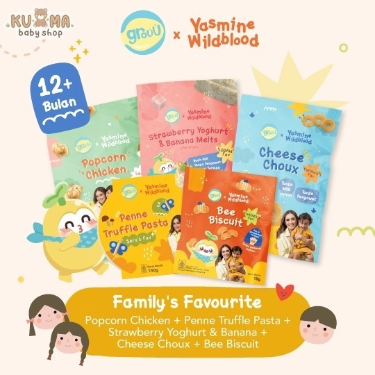 Grouu x Yasmine - Snack MPASI & Balita [Strawberry Yoghurt & Banana Melts,  Bee Biscuit, Cheese Choux] - Healthy, No MSG