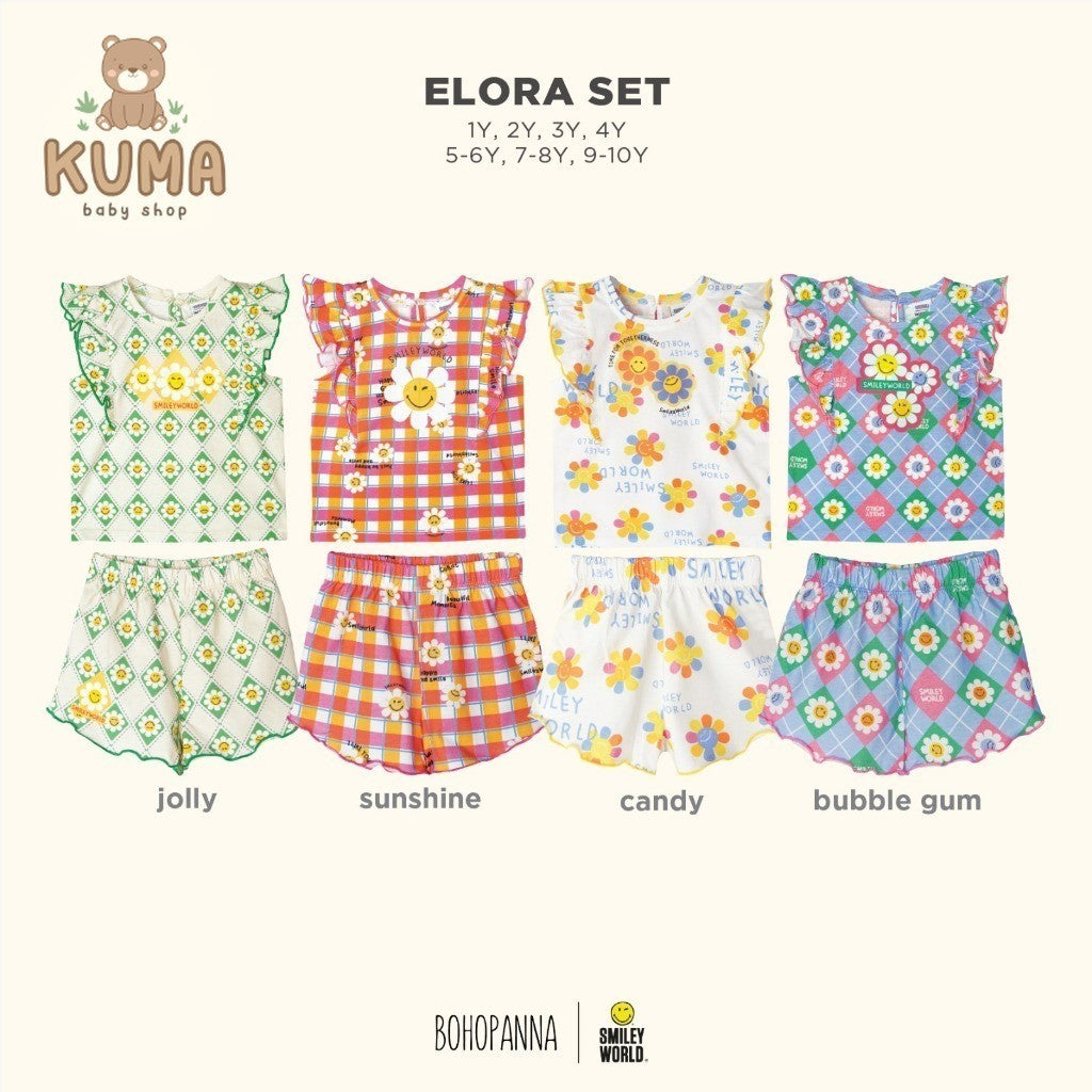 BOHOPANNA - BOHOPANNA X SMILEY - ELORA SET - Setelan Baju Anak Perempuan
