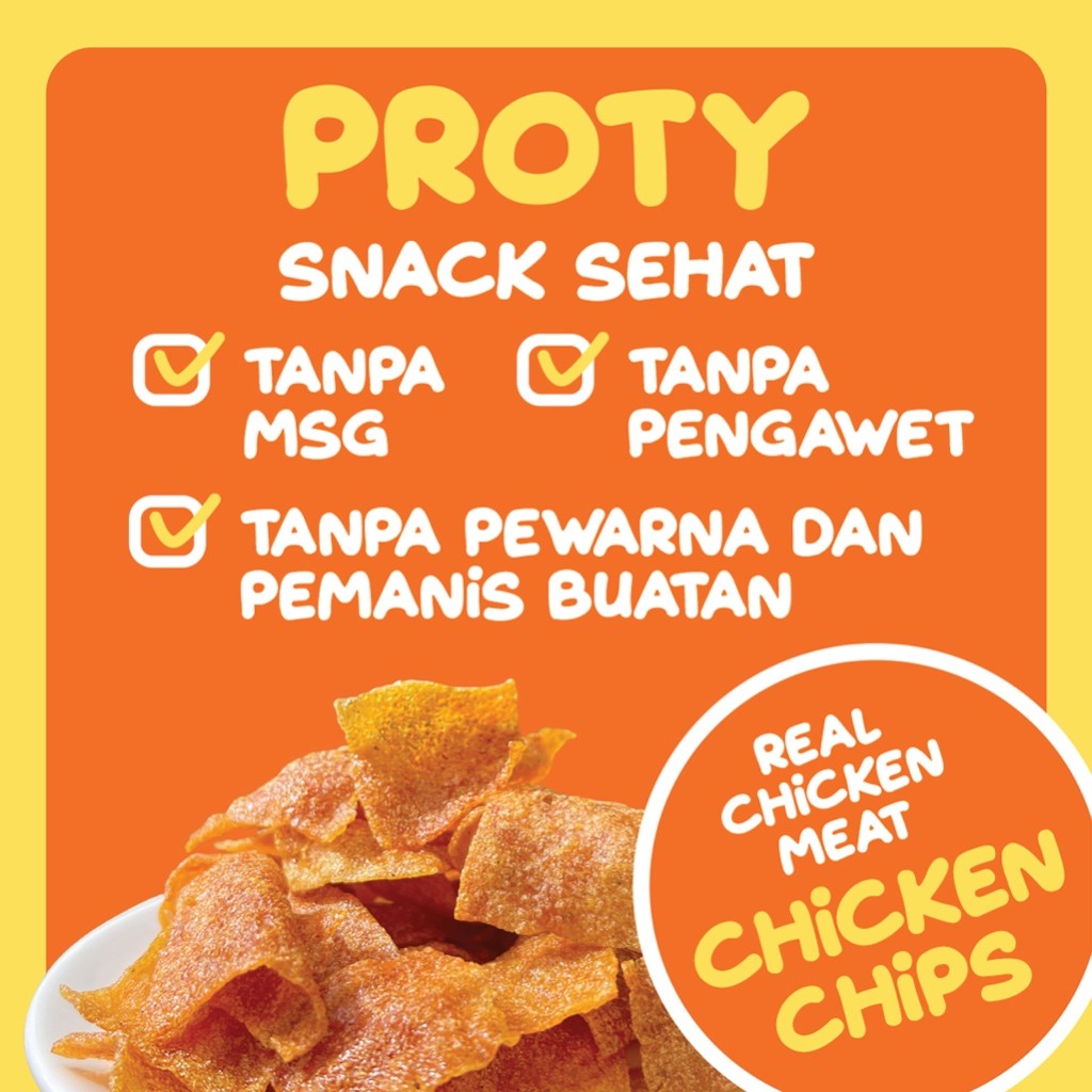 PROTY Chicken Chips Keju Cheese (1 pcs) - Keripik Daging Ayam - Snack Cemilan Tinggi Protein