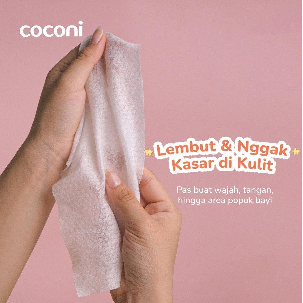 Coconi GentleCare Baby Wipes EDI Pure Water 64 Sheets | Tisu Basah Bayi Non Alkohol Aman untuk Wajah & Kulit Sensitif