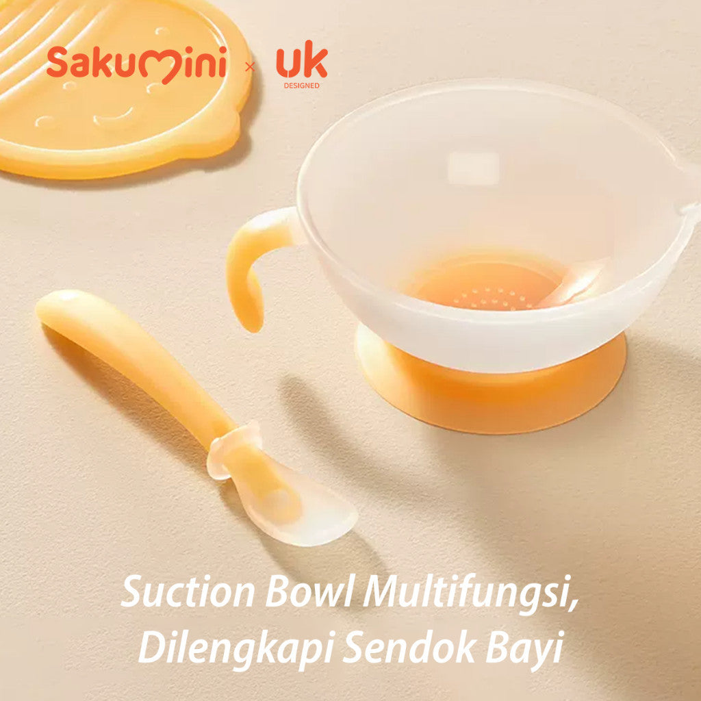 Sakumini Sunction Bowl Set Portable Multifungsi Wadah Mangkuk Mpasi Bayi Anak