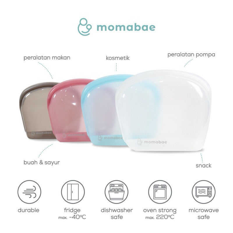 Momabae - Premium Silicone 2000 mL - FDA & LFGB Approved | Silicone Bag Food Grade | Penyimpanan Pompa Asi | Mpasi