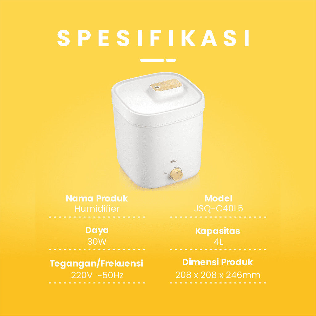 BEAR Top Fill Humidifier 4 L Diffuser Essential Oil Aromaterapi 4L / Alat Penjaga Kelembaban Udara Ruangan