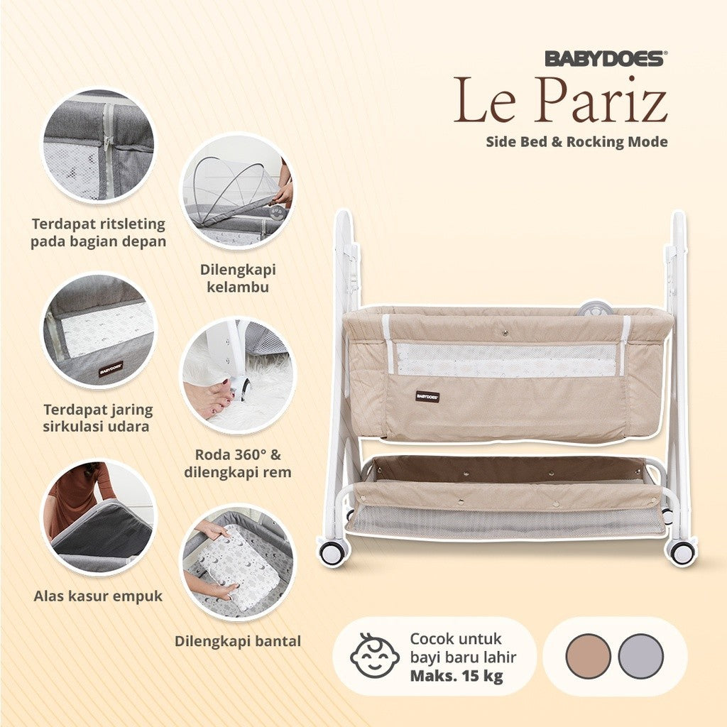 BABYDOES BOX CH 1634 LE PARIZ SIDE BED & ROCKING MODE