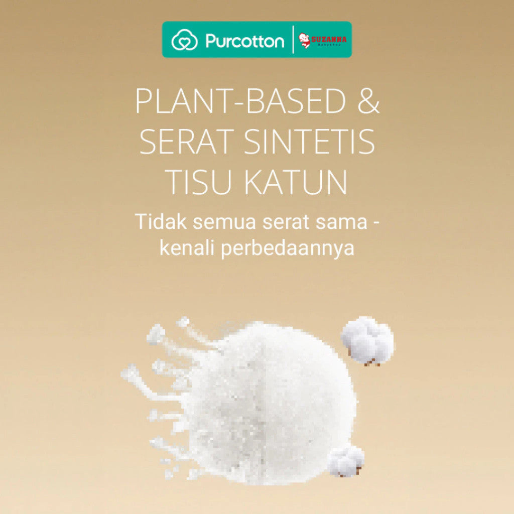 PURCOTTON Natural Baby Cotton Tissue 80 Lembar - Tisu Bayi Lembut dan Aman untuk Kulit Sensitif