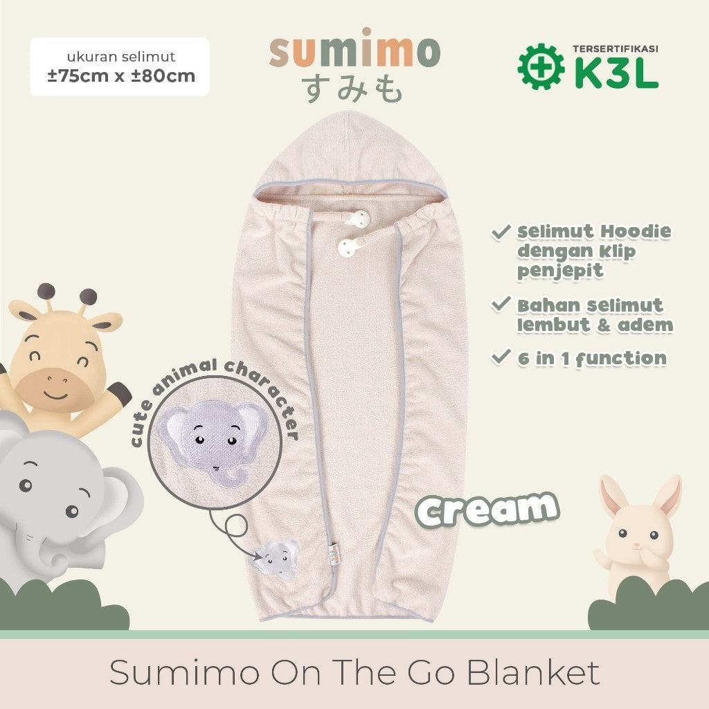 Sumimo On The Go Blanket / Selimut Bayi Clip On 6 in 1 Function Stroller Menyusui Hoodie