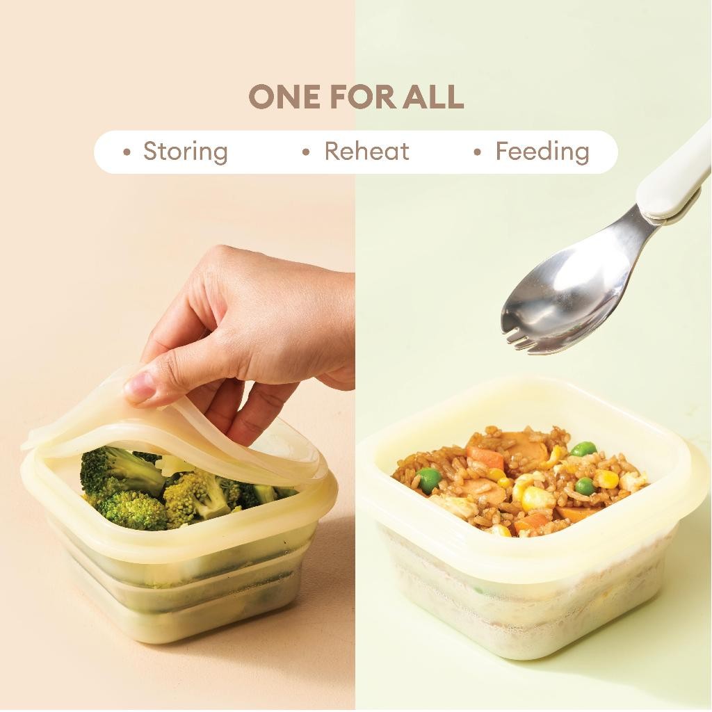 Little Dimple Pack & Fold Collapsible Food Container Tempat Penyimpanan Makanan Travel Silicone Silikon