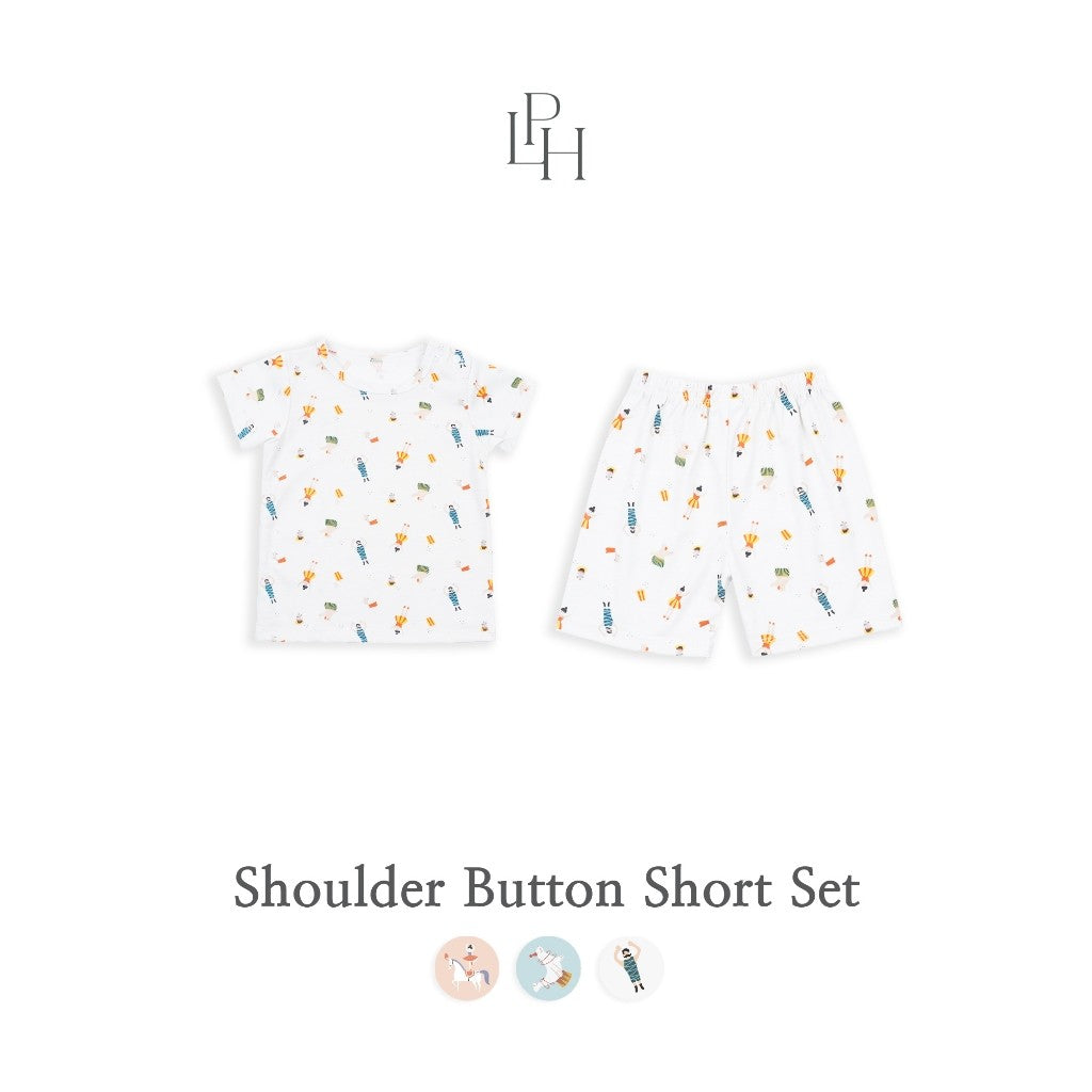 Little Palmerhaus - Little Wear Shoulder Button Short Set 26.0 (Setelan Anak Lengan Panjang)